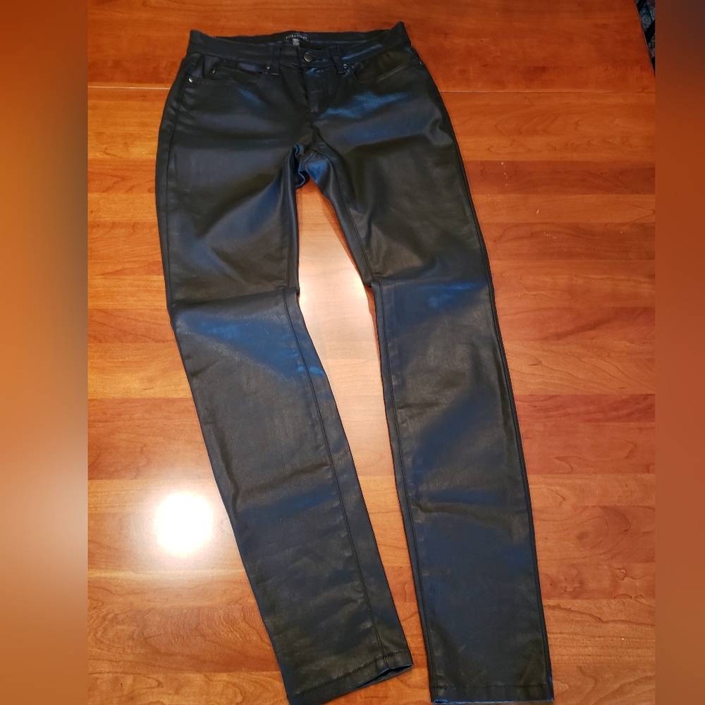 Eileen Fisher Coated Twill Denim Jeans, Size 6, Black